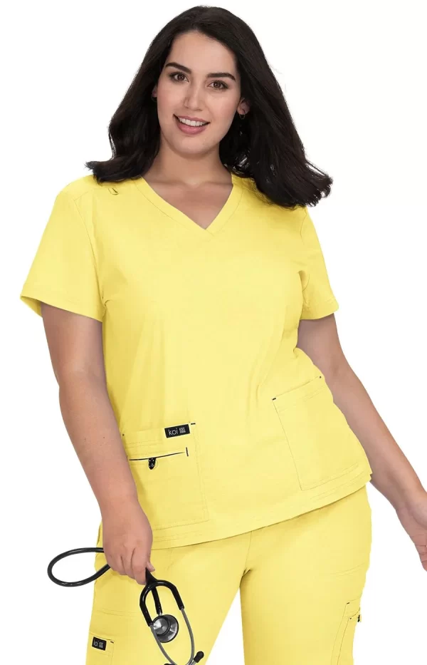 373  Blusa médica elástica de cuatro bolsillos para mujer Becca de Koi Basics