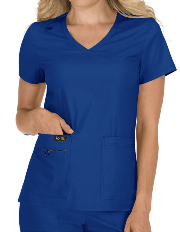 373  Blusa médica elástica de cuatro bolsillos para mujer Becca de Koi Basics