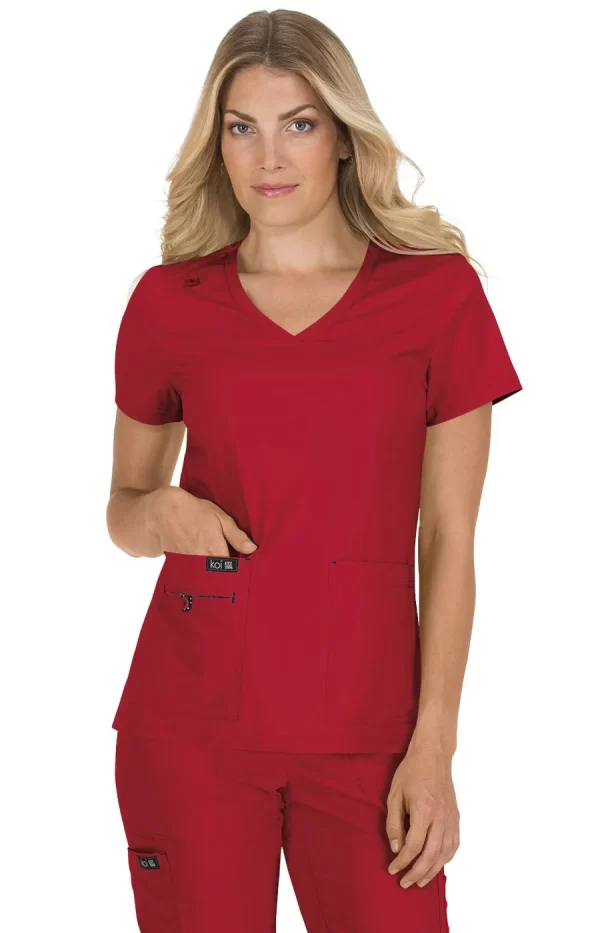 373  Blusa médica elástica de cuatro bolsillos para mujer Becca de Koi Basics